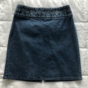 LOFT Denim Skirt with Embroidery
